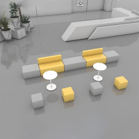 BEDOIN Einfaches Und Modernes Bürosofa, Kartenplatz-Sofas, Kreative Unregelmäßig Geformte Kombinations-Couchtisch Und Couch, Flexibles Sitzen, Für Büro/Empfang/Visiten/Frei yellow-520cm