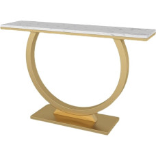 CAFIEDR Coffee Table, Gold Rock Panel Console Table, Entrance Table, Sofa Table with Storage Space, Metal Frame for Living Room, Hallway, L80 cm