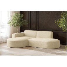 Kaiser Möbel - Corner Sofa, L-Shape Designer Modena Studio - Modern Design Couch - Freestanding Sofa Living Room - Side Left - Fabric Source - Colour Ecru - 165 x 236 x 78 cm