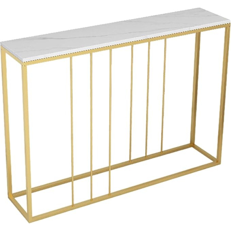 CAFIEDR Coffee Table, White Marble Console Table, Metal Foyer Tables with Open Storage Shelf, Living Room Sofa Table, Separation Table, 29.5 Inch