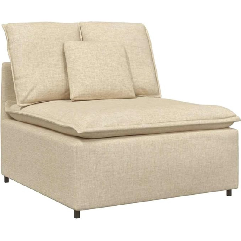 vidaXL Modular Sofa Middle Module with Cushion Cream 100 cm Modular Couch Middle Sofa Textilene Fabric Sofa Modern Modular Middle Sofa