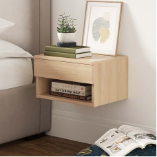 Nathan James Harper Modern Side Table Bedside Table or Side Table with Storage for Living Room or Bedroom Light Oak
