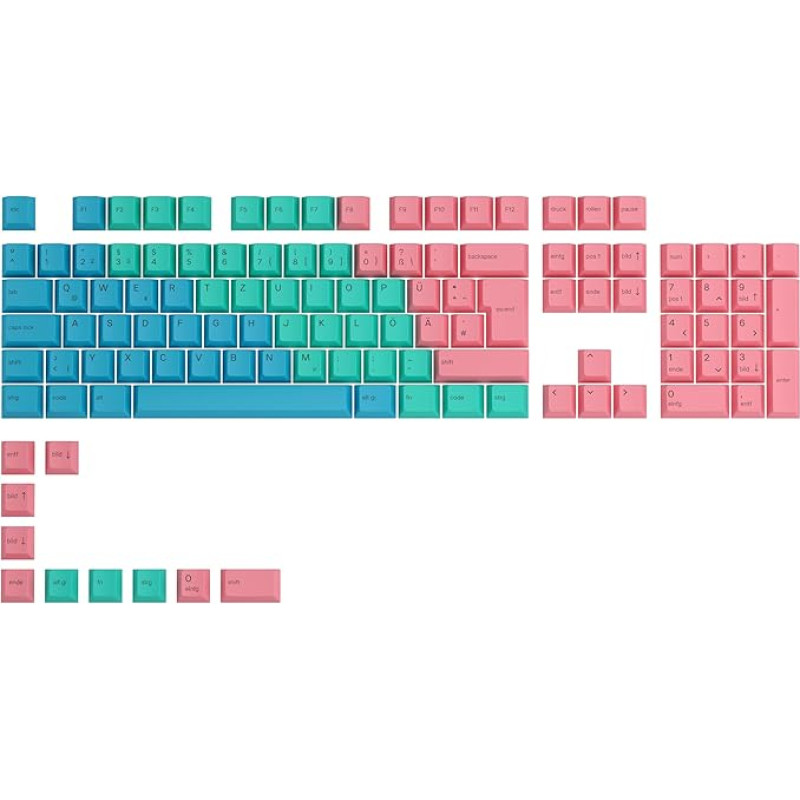Glorious Gaming 115x GPBT-Keycaps - Cherry-Profil, äußerst widerstandsfähiger PBT-Kunststoff, optisch ein Blickfang, überragende Akustik, Originalschrift, Deutsch layout - Pastell