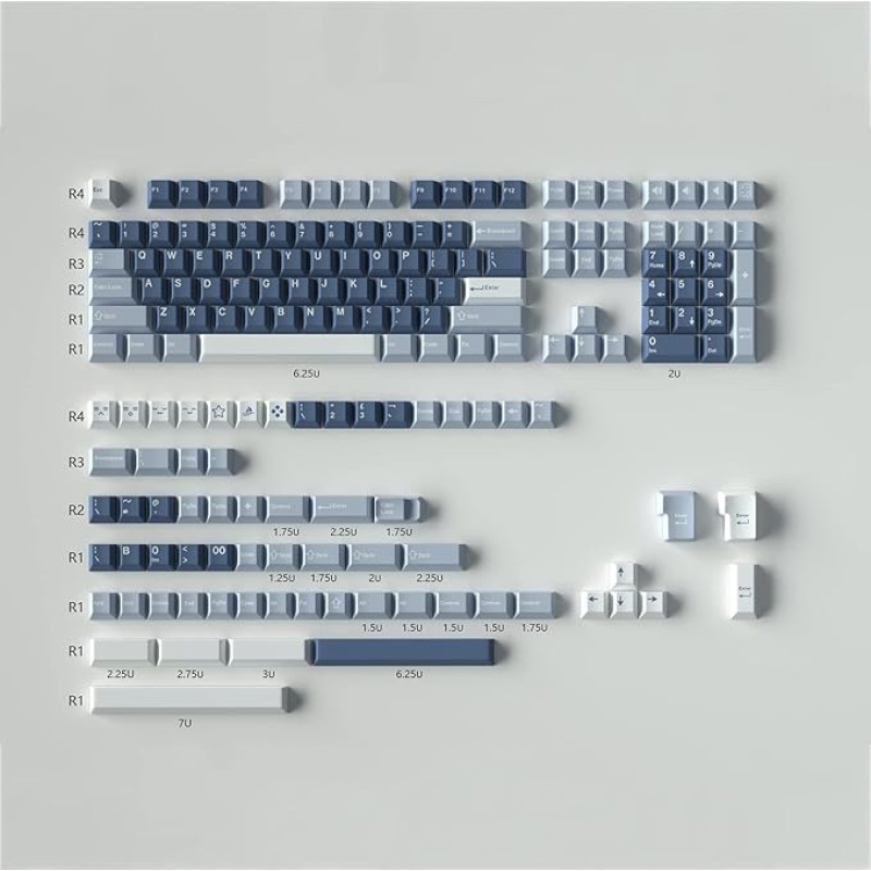 172 Keys Doubleshot Keycaps Cherry Profile Fishing Keycaps Set for ISO ANSI Layout Cherry MX Switches Mechanical Keyboard