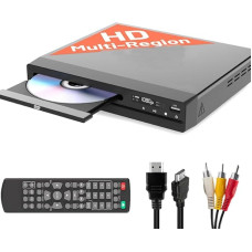 2025 mudel ZUMKUNM HDMI DVD mängija telerile, 1080P, Region Free Smart TV, Mini Compact Player USB, CD ja MP3, HDMI kaabel, RCA kaabel ja pult kaasas