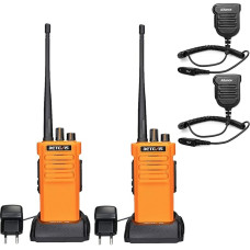 Retevis RT29 Walkie Talkie pika ulatusega, raskeveokorraldusraadio, laetav 3200 mAh, VOX-raadio veekindla kõnelemismikrofoniga, häire täiskasvanutele ehitusplatsil (2 tk, oranž)