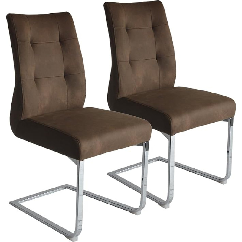 Riess Ambiente Bauhaus Comfort Cantilever Chair Set of 2 Antique Brown Microfibre Steel Frame
