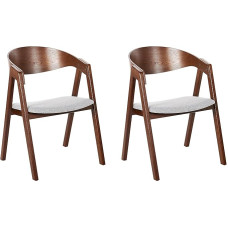 Yuba Dining Room Chairs Set of 2 Dark Wood Colour Fabric Cover Grey with Wooden Legs