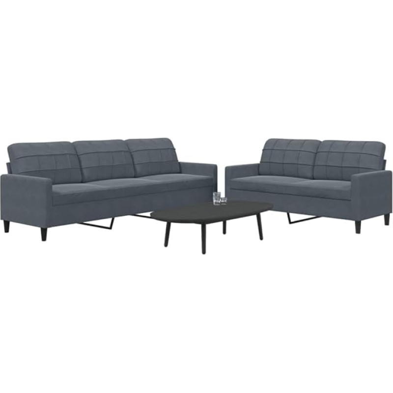 Juroupi 3278472 2-Piece Sofa Set with Cushion Sofa Living Room Sofa Set Sofas for Living Room Dark Grey Velvet