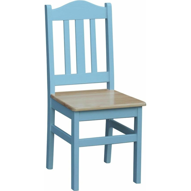 k koma Solid Pine Chair - Country Style - Blue Frame - Painted Pine Seat - Dining Chair - NEW