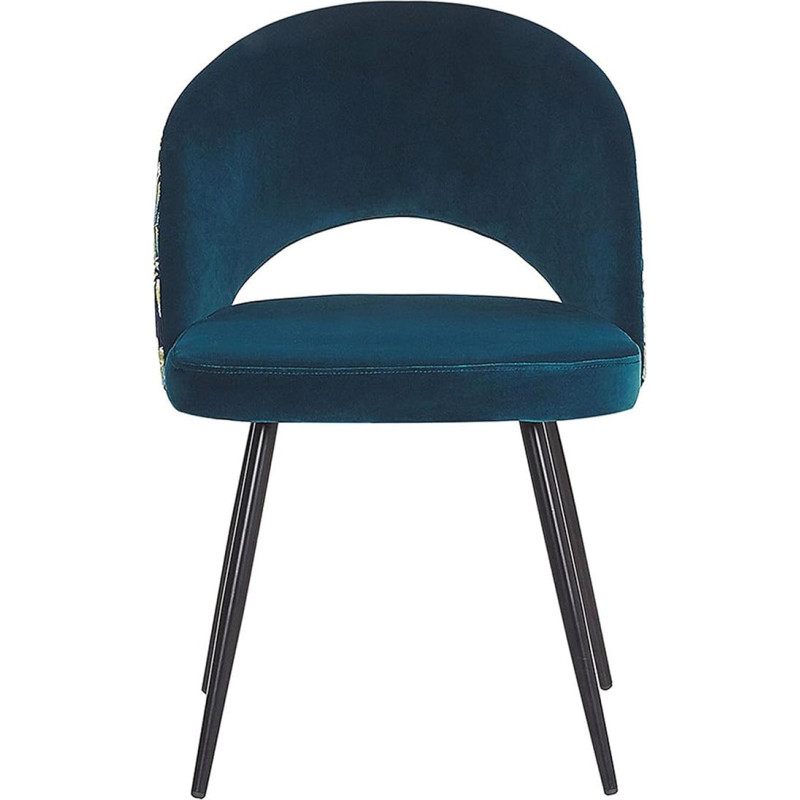 Vivian Modern Dining Room Chairs Set of 2 Velvet Fabric Blue with Pattern