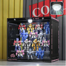 Naconmlet Acrylic Display Case with LED, Transparent Action Figures Display Case, Clear Display Case Box for Presenting Miniature Models, Collectibles (Black, 13.4 x 9 x 12.6 Inches)