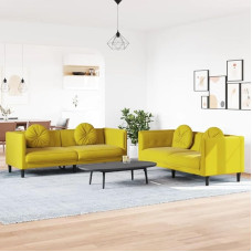 Brokky 3209263 2-Piece Sofa Set with Cushion Sofa Living Room Sofa Set Sofas for Living Room Yellow Velvet