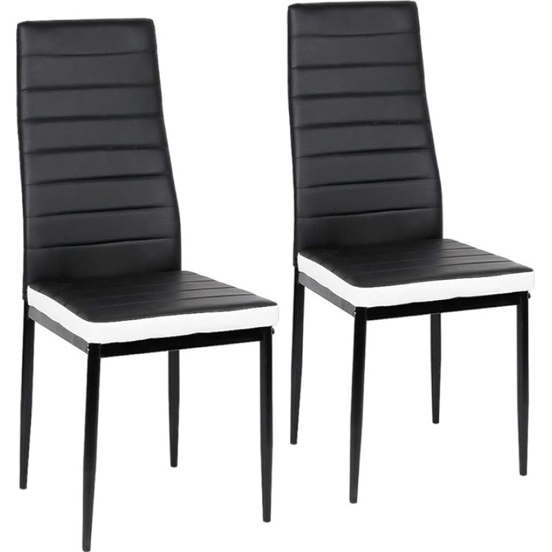 LANTUS SGS Tested Dining Chairs, Dining Chairs, Thick Upholstered Seats, Chairs for Dining Room, Modern Dining Chairs (Black+White-2 Pieces)