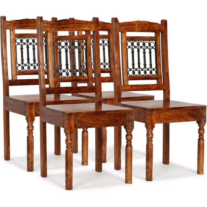 Festnight Set of 4 Dining Room Chairs Dining Chair Set Kitchen Chairs Solid Wood with Sheesham Finish Wooden Chair Chairs 43 x 43 x 100 cm