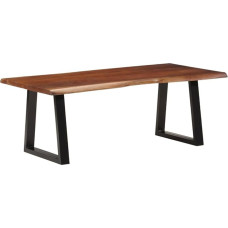 vidaXL Coffee Table, Side Table with Iron Legs, Natural Edge, Tea Table for Living Room, Sofa Table, Modern, Honey Brown, Rectangular, Solid Wood, Acacia