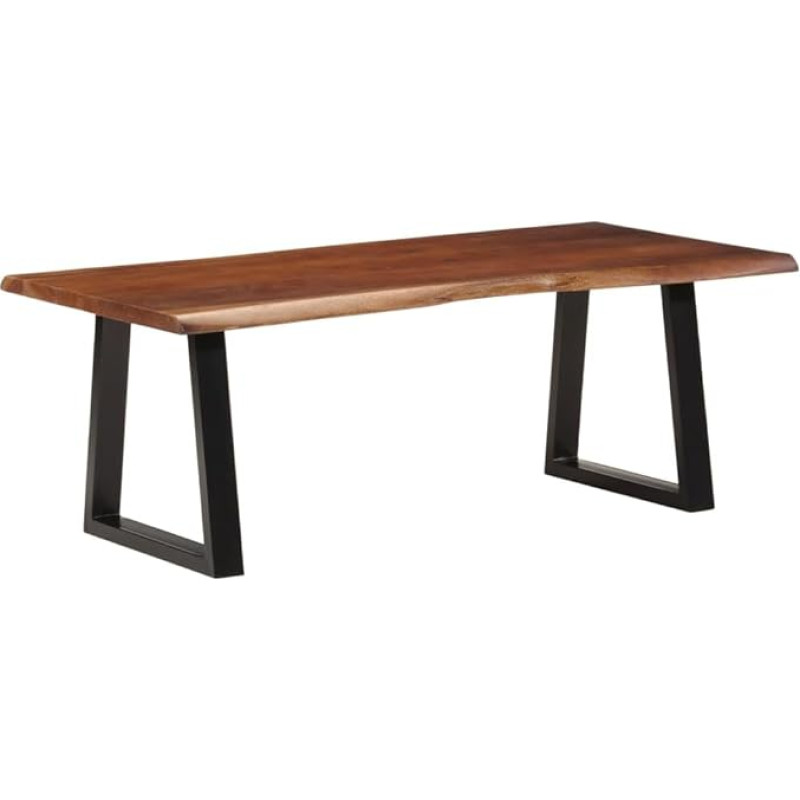 vidaXL Coffee Table, Side Table with Iron Legs, Natural Edge, Tea Table for Living Room, Sofa Table, Modern, Honey Brown, Rectangular, Solid Wood, Acacia