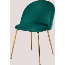 SKLUM Kana Dining Chair Velvet Gold-Plated Green Jungle