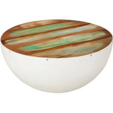 vidaXL Coffee Table Bowl-Shaped, Table for Living Room, Side Table with Safe Space for Cups, Vases, Fruit, Sofa Table, Coffee Table, White Old Wood Solid