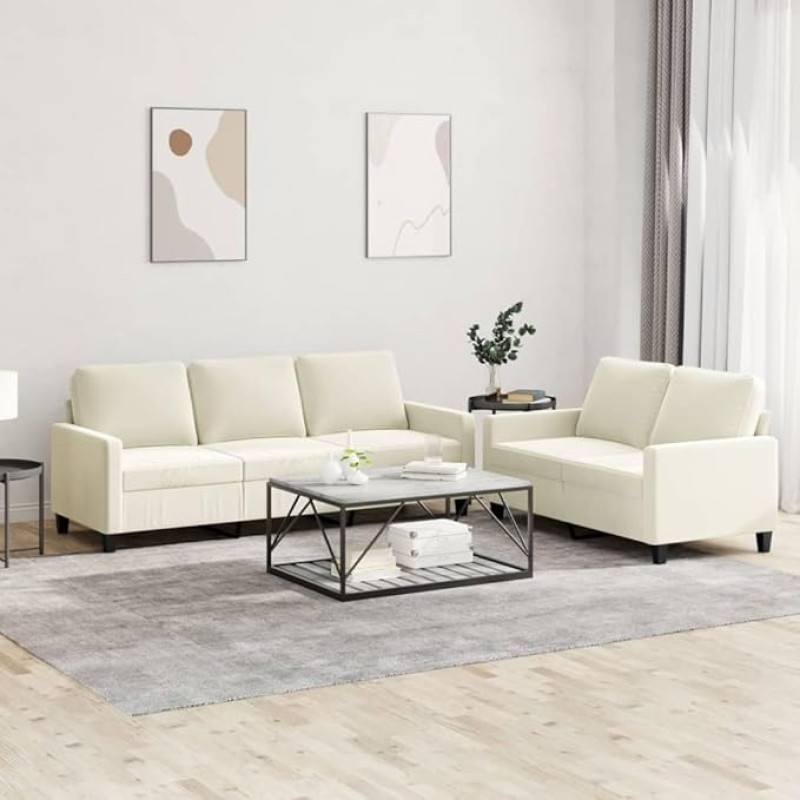Juroupi 2-TLG. Sofagarnitur mit Kissen Sofa Wohnzimmer Sitzgruppe Wohnzimmer Sofa Set Sofas FüR Wohnzimmer Creme Samt - 3201524