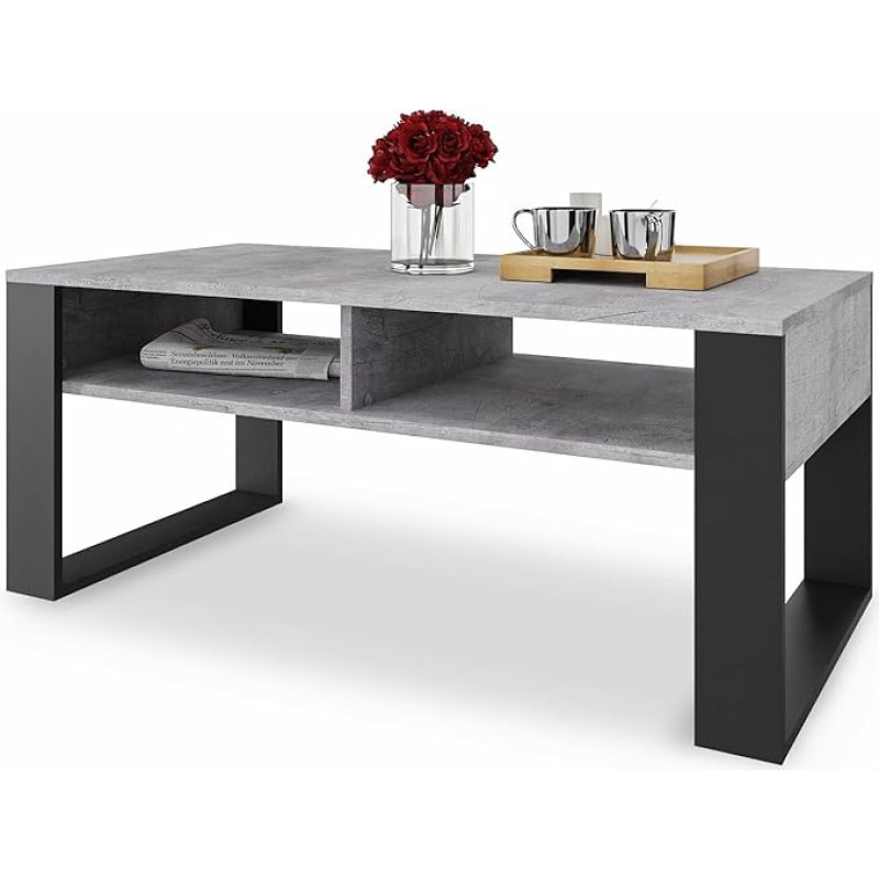 MeblePitus.pl Elegant Coffee Table 120 x 60 cm - Boho Style - Open Double Shelf - The Perfect Decoration Living Room for Your Home - Large Surface - Made of Durable Sofa Table Materials