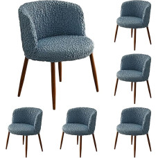 ouxei Halbrunde, Gebogene Stuhlhussen, 1er-/2er-/4er-/6er-Set, Schonbezüge Aus Dehnbarem 3D-Stoff Für Esszimmerstühle Mit Niedriger Rückenlehne(Blue 6pcs)