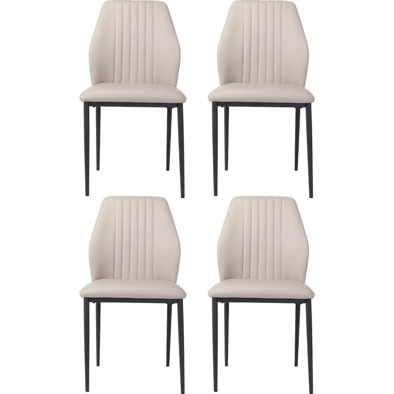 jiexi Set of 4 Dining Chairs, Modern Kitchen and Dining Room Chairs, Armless Upholstered Dining Chairs in Faux Leather Cushion Seat and Sturdy Metal Legs, Beige