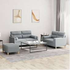 SECOLI Sofas Set 2 Seater + 2 Seater + Footstool Sofa Set 2 2 1 Living Room Sofa Living Room Sofas & Couches 2 2 1 Set Light Grey Fabric 2-3 Pieces