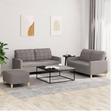 Juroupi 3-TLG. Sofagarnitur mit Kissen Sofa Wohnzimmer Sitzgruppe Wohnzimmer Sofa Set Sofas FüR Wohnzimmer Taupe Stoff - 3201289