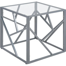 Square End Table Industrial Design Glass Silver Orland