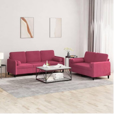 Snsowed 2-TLG. Sofagarnitur mit Kissen Weinrot Samt, Loungesofa, Sofas & Couches, Relaxsofa, Couch für Wohnzimmer - 3202038