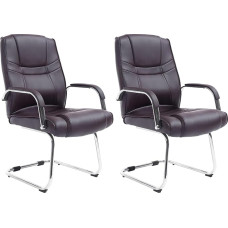 CLP Attila XXL Cantilever Chairs, Padded Visitor's Chairs with Faux Leather Cover, Maximum Load 180 kg, Colour: Brown, Set of 2