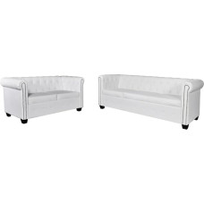 Snsowed Chesterfield Sofa 2 Seater and 3 Seater, Sofa Bed, Sofa Bed, Sofas & Couches, Recliner Sofa, Faux Leather, White