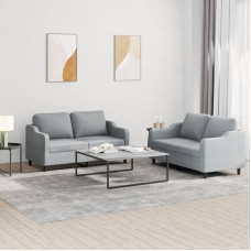 Brokky 3201802 2-Piece Sofa Set with Cushion Sofa Living Room Sofa Set Sofas for Living Room Light Grey Fabric