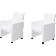 Fest-night Dining Room Chairs, Upholstered Chair, Dining Room Chair, Dining Chair on Wheels, Upholstered Armchair, Max. Load 120 kg, White, Pack of 2