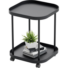 daooap Beistelltisch mit Rollen, Beistelltisch Wohnzimmer Klein Sofatisch Mobiler Kunststoff Beistelltisch Little Night Stand Schlafzimmer Balkon Schwarz