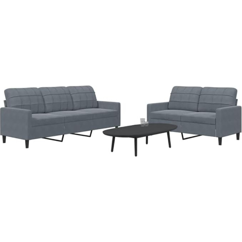 Brokky 2-TLG. Sofagarnitur mit Kissen Sofa Wohnzimmer Sitzgruppe Wohnzimmer Sofa Set Sofas FüR Wohnzimmer Dunkelgrau Samt / 3278392