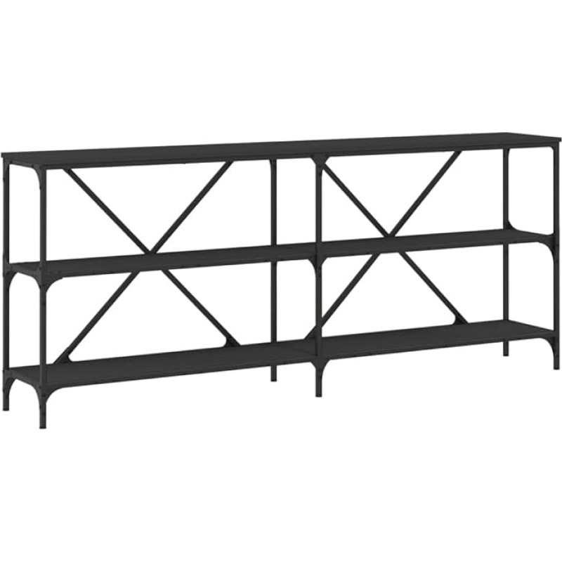 Makastle Console Table, Hallway Table, Decorative Table, Living Room and Bedroom, Standing Shelf, Side Table, Sofa Table, Entrance Table Behind Sofa, Black, 180 x 30 x 75 cm, Wood Material and Iron