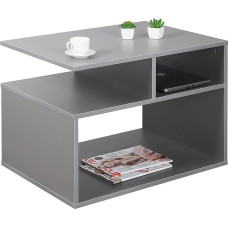 RICOO WM095-PL Coffee Table with Storage Space Living Room Table Wood 69 x 50 x 50 cm Table Living Room Sofa Table Small Couch Table Platinum Grey