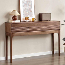 RUYICZB Narrow Console Table, Sofa Table for Entrance Area with 3 Drawers, Ribbed Console Table, Entrance Table, Wooden Table Behind the Couch for Living Room, Hallway, Entrance