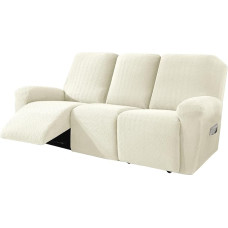 JHOMHF Elastischer Jacquard-Sofabezug für 1-, 2- und 3-Sitzer-Sofas, elastisch, universelle Passform (Cremefarben, 3-Sitzer)