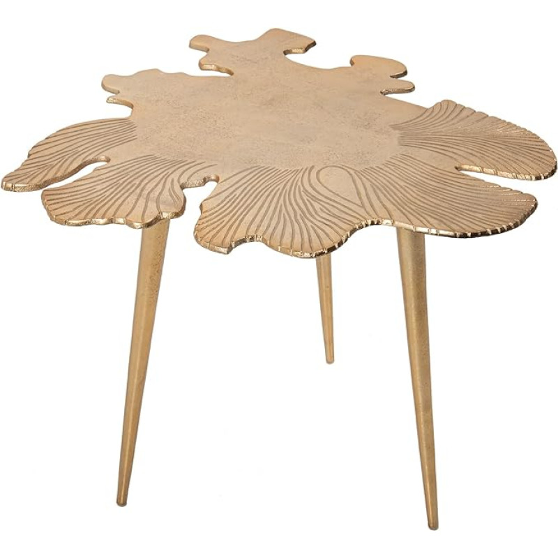 invicta INTERIOR Handmade Coffee Table Leaf 57 cm Gold in Filigree Leaf Design Handmade Living Room Table