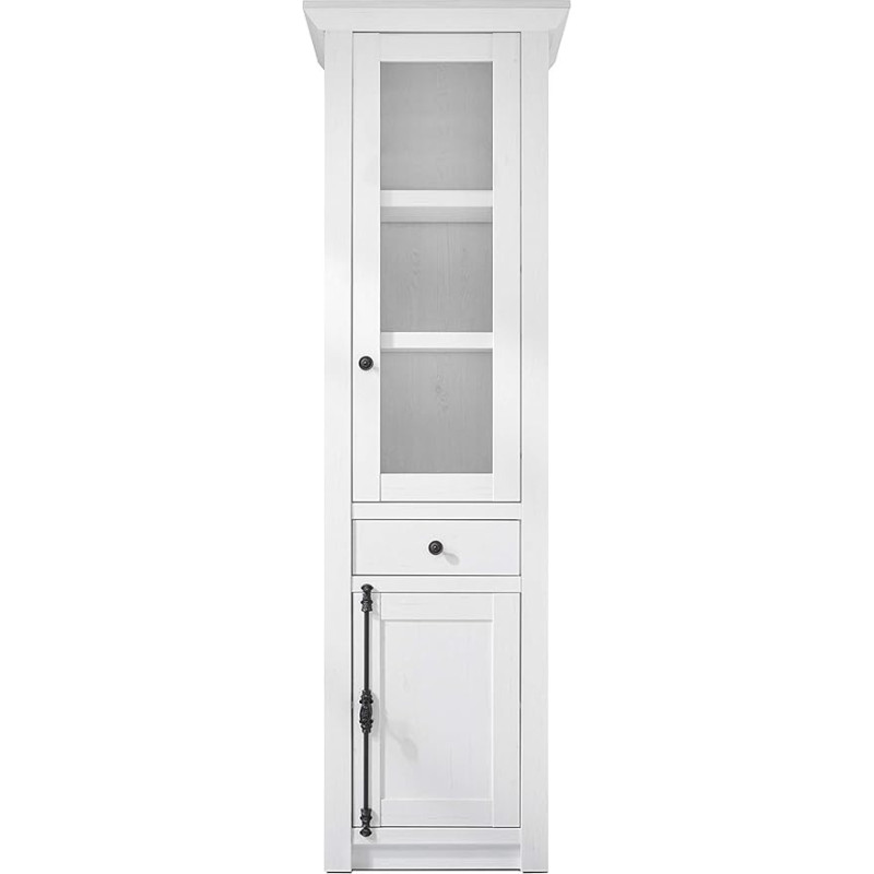 Newfurn Display Cabinet Country House Wooden Display Cabinet II 63 x 207 x 45 cm (W x H x D) II [Max.Two] in Pine White Replica / Pine White Replica Living Room Bedroom Dining Room Hallway Hallway