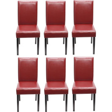 Mendler Dining Chairs Littau Leather Red Dark Legs Set of 6