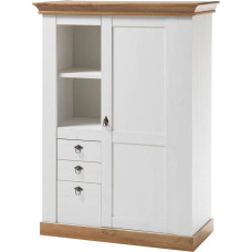 Newfurn Malte.Seven Country House Wooden Display Cabinet II 102 x 139 x 44 cm (W x H x D) II in Pine White/Pine White Living Room Bedroom Dining Room Hallway Hallway
