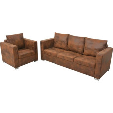 Willood Sofa Set 2-Piece Armchair Sofa Lounge Seating Furniture Upholstered Sofa Living Room Sofa Artificial Suede