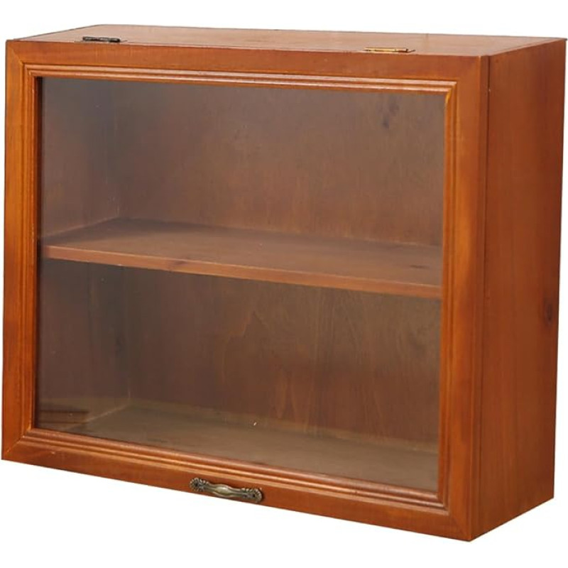 Amosfun Retro Storage Cabinet Display Boxes Glass Display Case Standing Display Shelf Wooden Jewellery Display Shelf Table Display Case Made of Wood Small Desktop Display Case Craft Shelf