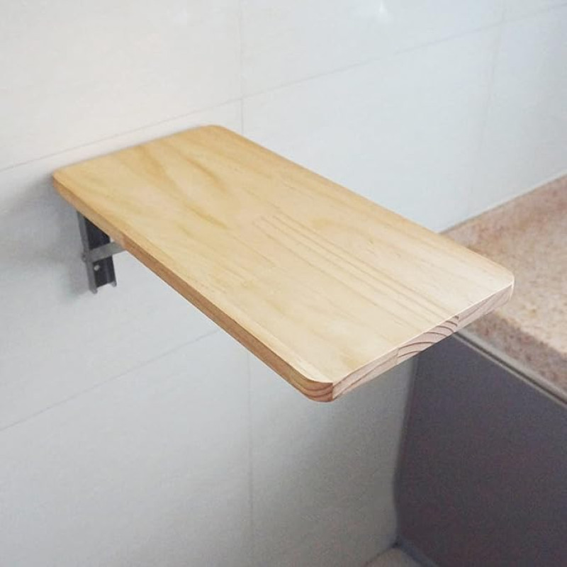 Folding Wall Table for Living Room, Solid Wood and Stainless Steel Brackets, Modern Dining Room Table and Computer Desk, Space Saving Design