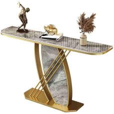 Bestiry Moderner Eingangstisch mit einzigartigem Metallfuß, Konsole für den Eingangsbereich, schmal hinter dem Sofa, seitliches Foyer, Marmorplatte, Wohnzimmer, Flur, Foyer (Gold C, 100 cm)