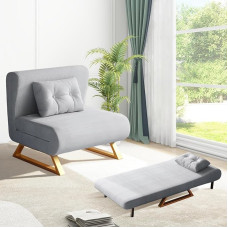 3-in-1 Sofa Bed, Folding Bed with Bed Function, Sofa Bed with Adjustable Backrest and Pillow, Small Sofa Bed with Lumbar Cushion, Latex Sofa Bed, for Living Room, Bedroom (Grey)